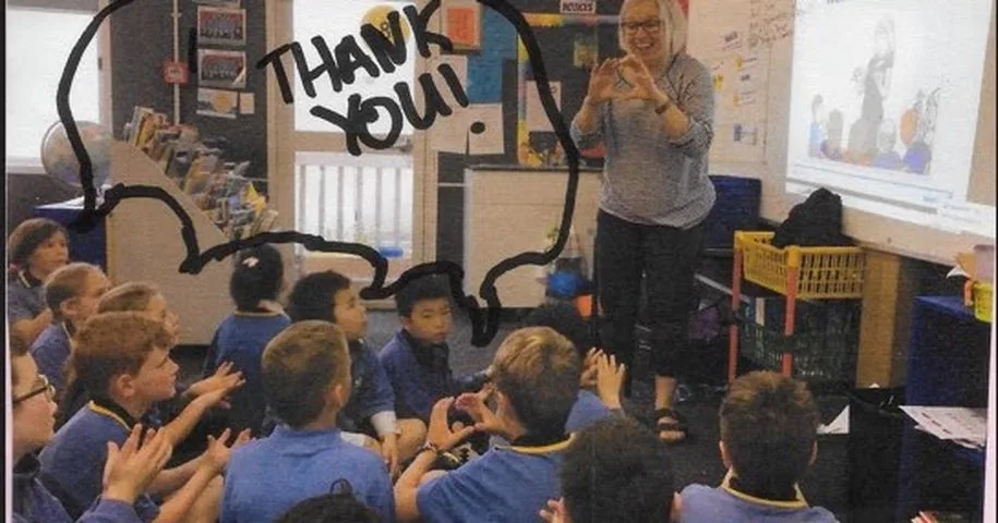 A handwritten thank-you note or card from a SignWest student
