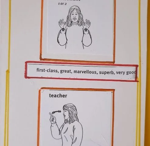 A handwritten thank-you note or card from a SignWest student